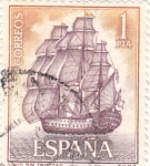 Stamps Spain -  Navío Sta. Trinidad -Homenaje a la marina Española  (1)