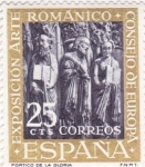 Sellos de Europa - España -  Pórtico de la Gloria de la Catedral de Santiago- VII Exposición del Consejo de Europa 