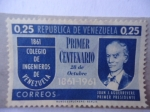 Sellos de America - Venezuela -  Primer Cent., Colegio de Ingenieros de Venezuela 1861-1961- Juan Aguerrevere (Primer Presidente)