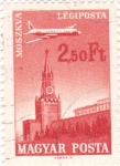 Stamps Hungary -  Avión sobrevolando Moscú