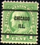 Sellos de America - Estados Unidos -  1923dificil de conseguir casi imposible con perforado 11 precancelado chicago ill