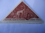 Stamps Africa - Chad -  Kudu - Arte Rupestre en las montañas del Tibesti. Kudu Período de Cazadores