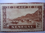 Stamps France -  Puente de Faidherbe en el río Senegal - (Ex-colonia farncesa) 