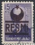 Stamps : Asia : Turkey :  TURQUIA SCOTT_O20 PRESIDENTE ISMET INÖNÜ, SOBRECARGA MEDIA LUNA OFICIAL