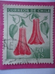 Stamps Chile -  Flora-Campanas rojas - Copihue (Lapageria rosea) Flor Nacional