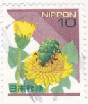 Stamps Japan -  Insecto y flor