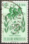 Stamps Venezuela -  ESCUDO  DE  CIUDAD  DE  MONAGAS  Y  CABALLOS