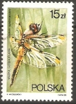Stamps Poland -  LIBELLULA  QUADRIMACULATA