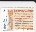 Stamps Spain -  El románico aragonés- folio de la Bíblia de Huesca  (3)