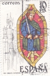Stamps Spain -  Vidriera de rey Bíblico Catedral de León  (4)