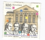 Stamps : Europe : Germany :  1100 años Weimar.Cultura europea