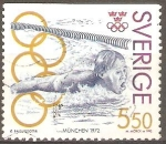 Stamps Sweden -  GUNNAR   LARSSON  (NATACIÒN) OLIMPÌADAS   MUNCHEN   1972
