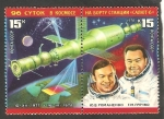 Sellos de Europa - Rusia -  4485 - 4486 - Saliout 6 - Soyouz, y los cosmonautas Y.V. Romanenko y G.M. Gretchko