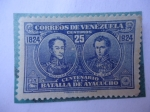 Sellos de America - Venezuela -  Centenario Batalla de Ayacucho 1824-1924 -Bolívar y Sucre