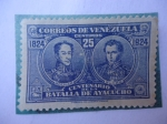 Sellos del Mundo : America : Venezuela : Centenario Batalla de Ayacucho 1824-1924 -Bolívar y Sucre