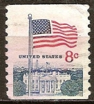 Stamps United States -  Bandera en la Casa Blanca.