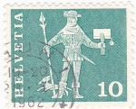 Stamps Switzerland -  Mensajero a pie
