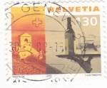 Stamps Switzerland -  Iglesia y botella de vino