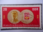 Stamps Germany -  DDR-25 jahre Freier Gewerkschaftsbund 1945-1970