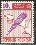 Stamps : Asia : Indonesia :  INSTRUMENTO  MUSICAL  TROMPETA  E  ISLA  OESTE  NUEVA  GUINEA
