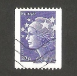 Stamps : Europe : France :  4573 - Marianne de Beaujard, Europe, con nº de control