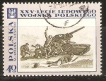 Stamps : Europe : Poland :  TANQUE  Y  COMBATIENTES.   PINTURA  DE  M.  BYLINA