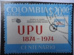 Stamps Colombia -  UPU - Centenario, 1874-1974