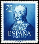 Stamps : Europe : Spain :  ESPAÑA SEGUNDO CENTENARIO Nº 1093 ** 75 C AZUL ISABEL LA CATOLICA