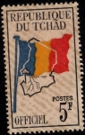 Stamps : Africa : Chad :  Mapa y Bandera
