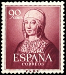 Stamps Spain -  ESPAÑA SEGUNDO CENTENAIRO Nº 1094 ** 90C LILA ROJIZO ISABEL LA CATOLICA