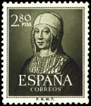 Stamps : Europe : Spain :  ESPAÑA SEGUNDO CENTENARIO Nº 1096 ** 2,8P VERDE BRONCE ISABEL LA CATOLICA
