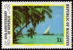 Stamps : Asia : Maldives :  10º Aniversario de la Republica