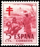 Stamps : Europe : Spain :  ESPAÑA SEGUNDO CENTENARIO Nº 1103 ** 5 C CARMIN OSCUROPRO TUBERCULOSOS