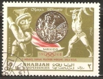 Stamps United Arab Emirates -  JUEGOS  OLÌMPICOS  MEXICO  1968.   J.  MIJAKE  CAMPEÒN  LEVANTAMIENTO  DE  PESAS             