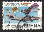 Stamps Spain -  50 Aniversario de IBERIA Lineas Aéreas de España 