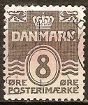 Sellos del Mundo : Europa : Dinamarca : Lineas onduladas.Numeral.