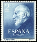 Stamps : Europe : Spain :  ESPAÑA SEGUNDO CENTENARIO Nº 1119 ** 2P AZUL  RAMON 
