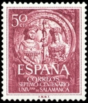 Stamps : Europe : Spain :  ESPAÑA SEGUNDO CENTENARIO Nº 1126 ** 5OC CARMIN OSCURO SALAMANCA 