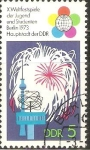 Stamps Germany -  FUEGOS  ARTIFICIALES,  TORRE  DE  TELEVISIÒN  Y  RELOJ  MUNDIAL