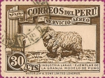 Stamps : America : Peru :  Sellos para Correo Aéreo. Industria Lanar.