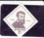 Stamps Hungary -  MICHELANGELO BUONARROTI-  Escultor y pintor