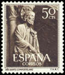 Stamps : Europe : Spain :  ESPAÑA SEGUNDO CENTENARIO Nº 1130 ** 50C CASTAÑO OSCURO AÑO SANTO COMPOSTELANO 