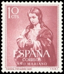 Stamps Spain -  ESPAÑA SEGUNDO CENTENARIO Nº 1132 ** 10C ROJO CARMIN AÑO MARIANO