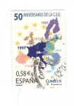 Stamps Spain -  50 aniversario de la CEE