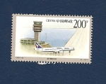 Stamps China -  Aeropuerto Intern. de Macao y avión de China Eastern