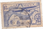Sellos de Africa - Marruecos -  Avión sobre volando Marruecos