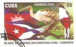 Stamps Cuba -  50  ANIVERSARIO  RELACIONES  DIPLOMÀTICAS  CON  CAMBODIA
