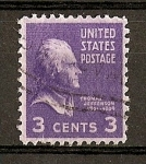Stamps : America : United_States :  T. Jefferson./ Papel tintado.