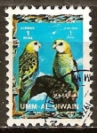 Stamps : Asia : United_Arab_Emirates :  Dos roselas de cabeza pálida o pericos pálidos.
