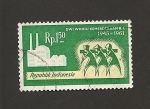Stamps Indonesia -  Nuevos edificios y trabajadores